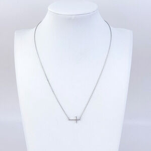 Vintage Thailand Sterling Silver 925 Horizontal Cross Necklace 16.25"